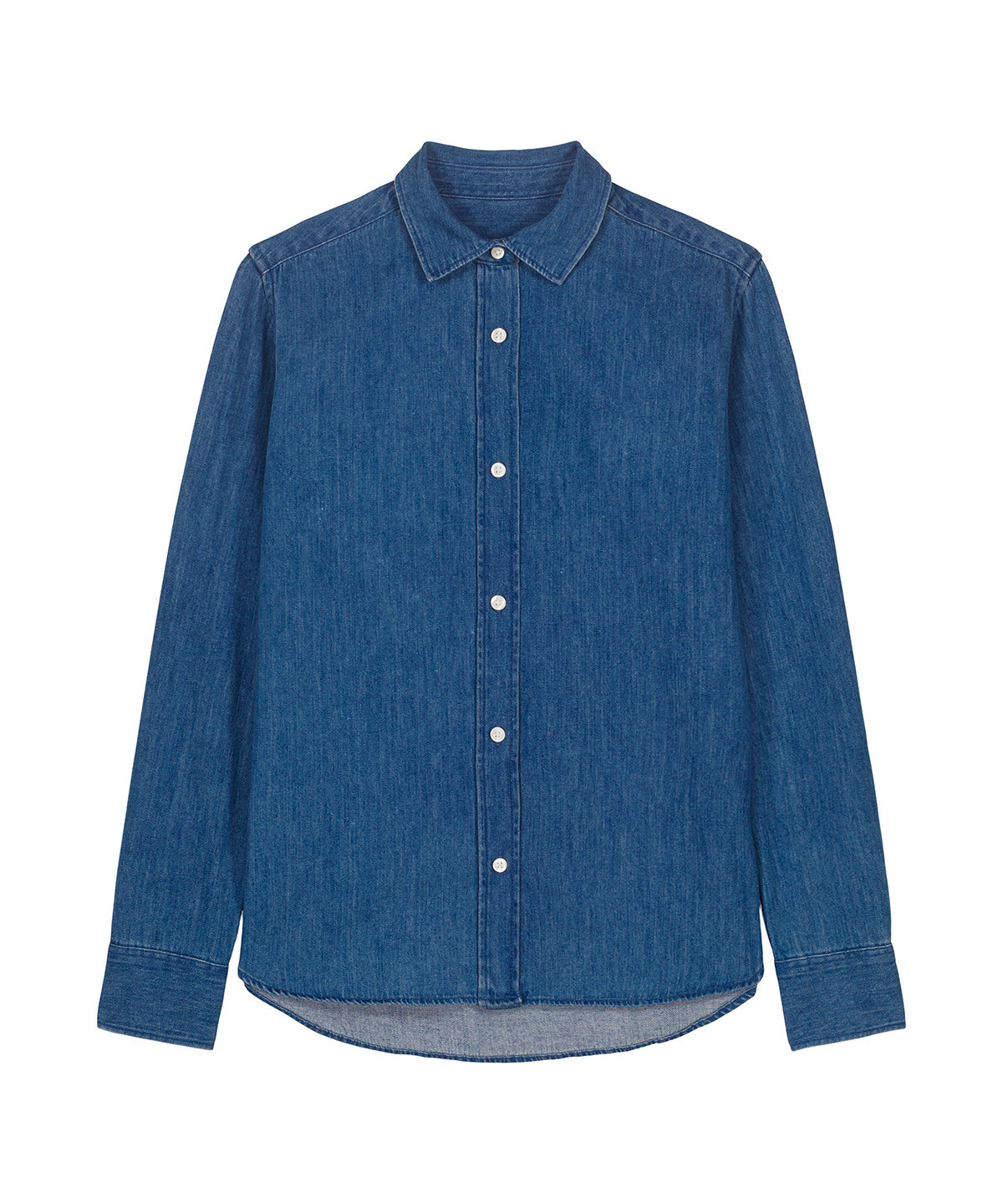 Organic Cotton Long Sleeve Denim Shirt: Womens XS Light Wash XS / Light Wash S / Light Wash M / Light Wash L / Light Wash XL / Light Wash 2XL / Light Wash XS / Mid Wash S / Mid Wash M / Mid Wash L / Mid Wash XL / Mid Wash 2XL / Mid Wash
