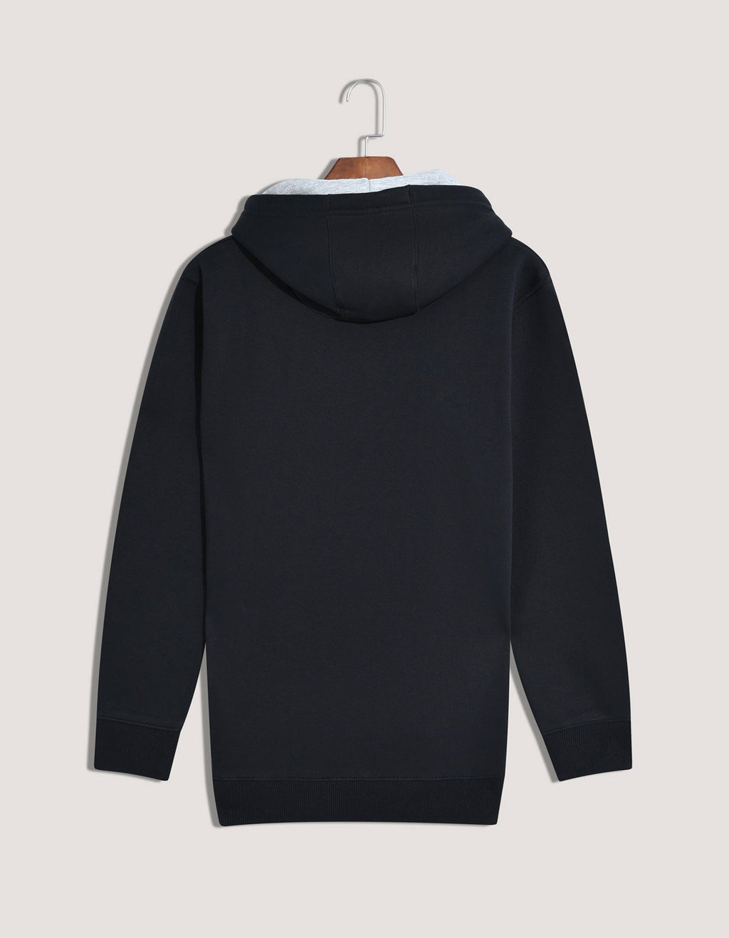 Black Plain Pullover Fleece Hoodie