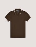 Brown Textured Designer Polo Shirt