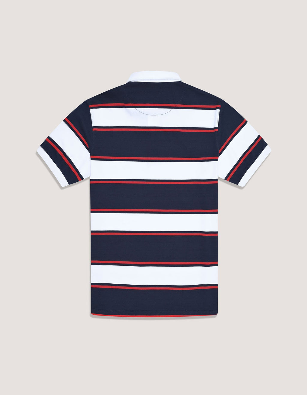 Navy and White Striped Polo Shirt