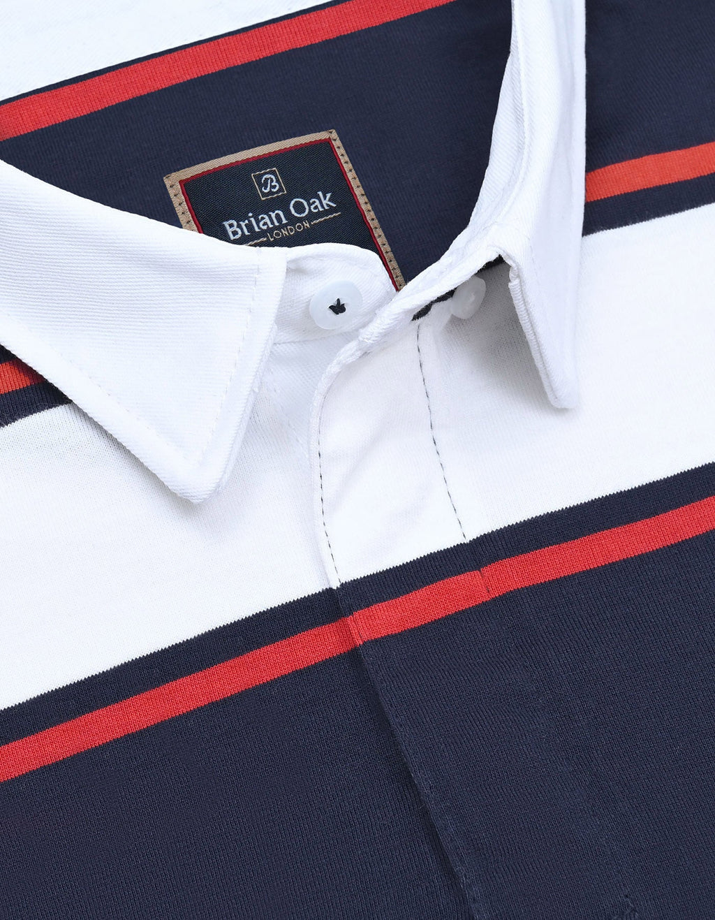 Navy and White Striped Polo Shirt
