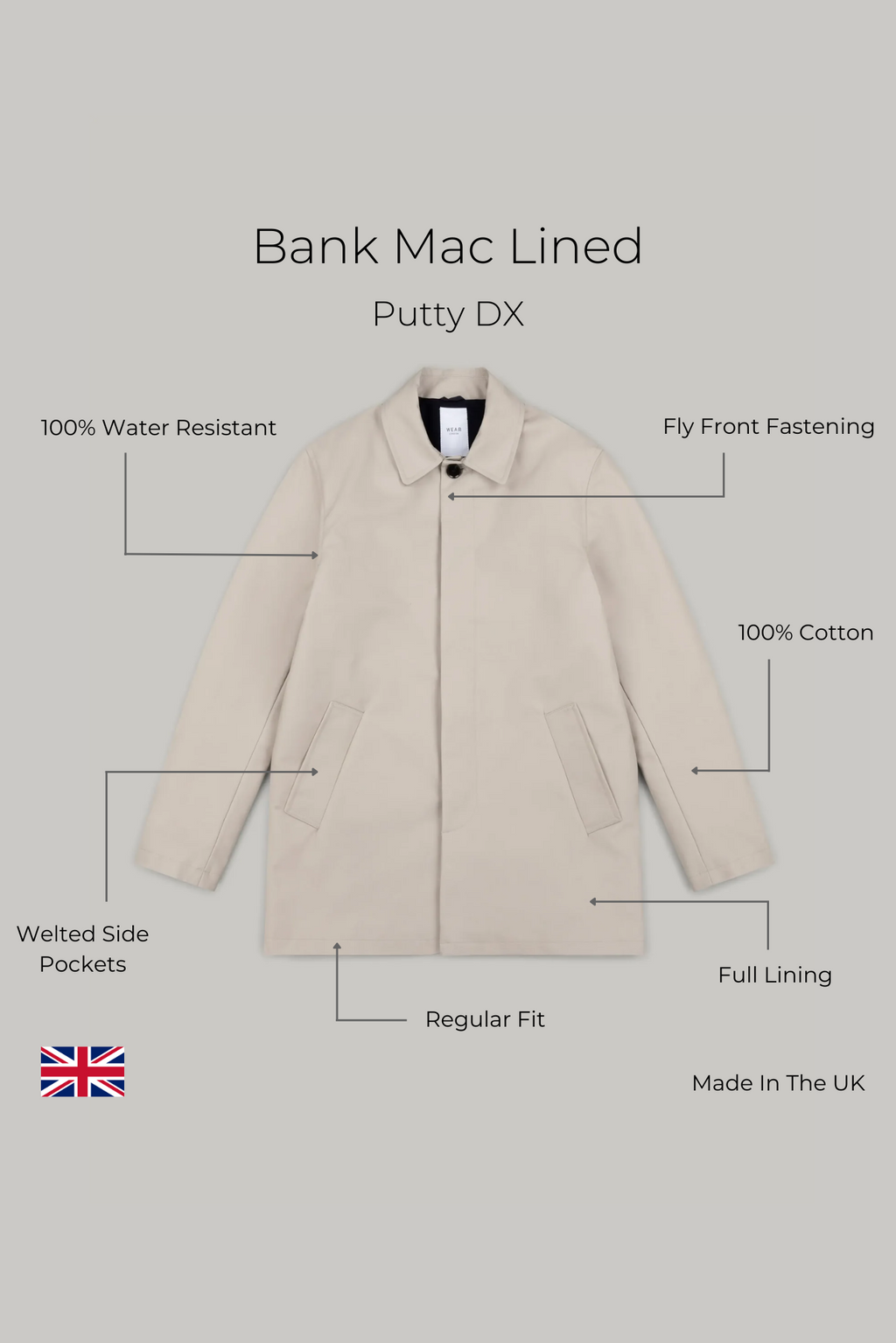 Bank Short Mac Lined - Putty DX Outerwear S S M L XL XXL