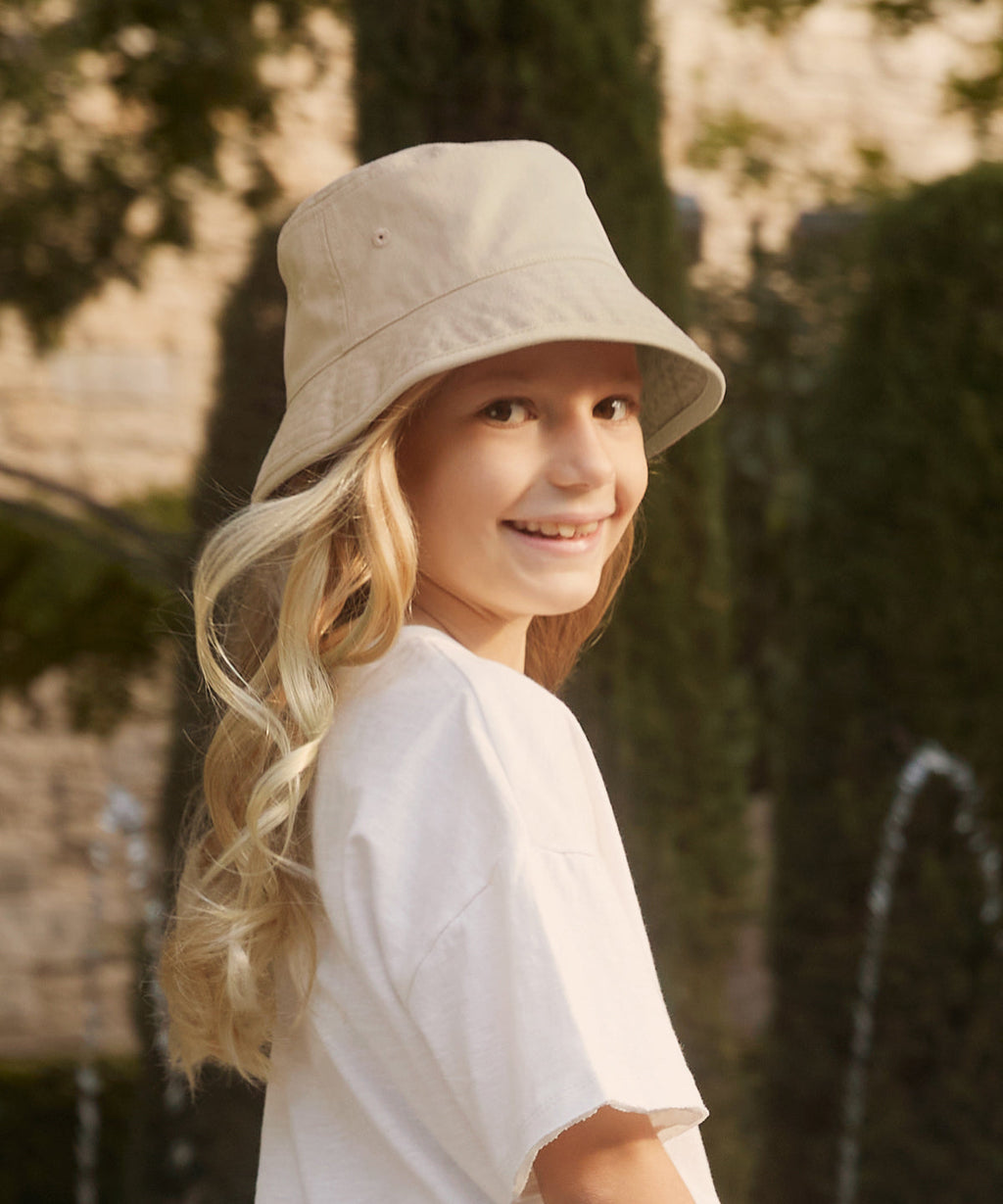 Kids Organic Cotton Bucket Hat S/M Powder Pink S/M / Powder Pink S/M / Navy M/L / Powder Blue S/M / Powder Blue S/M / Sand M/L / Navy M/L / Powder Pink M/L / Sand