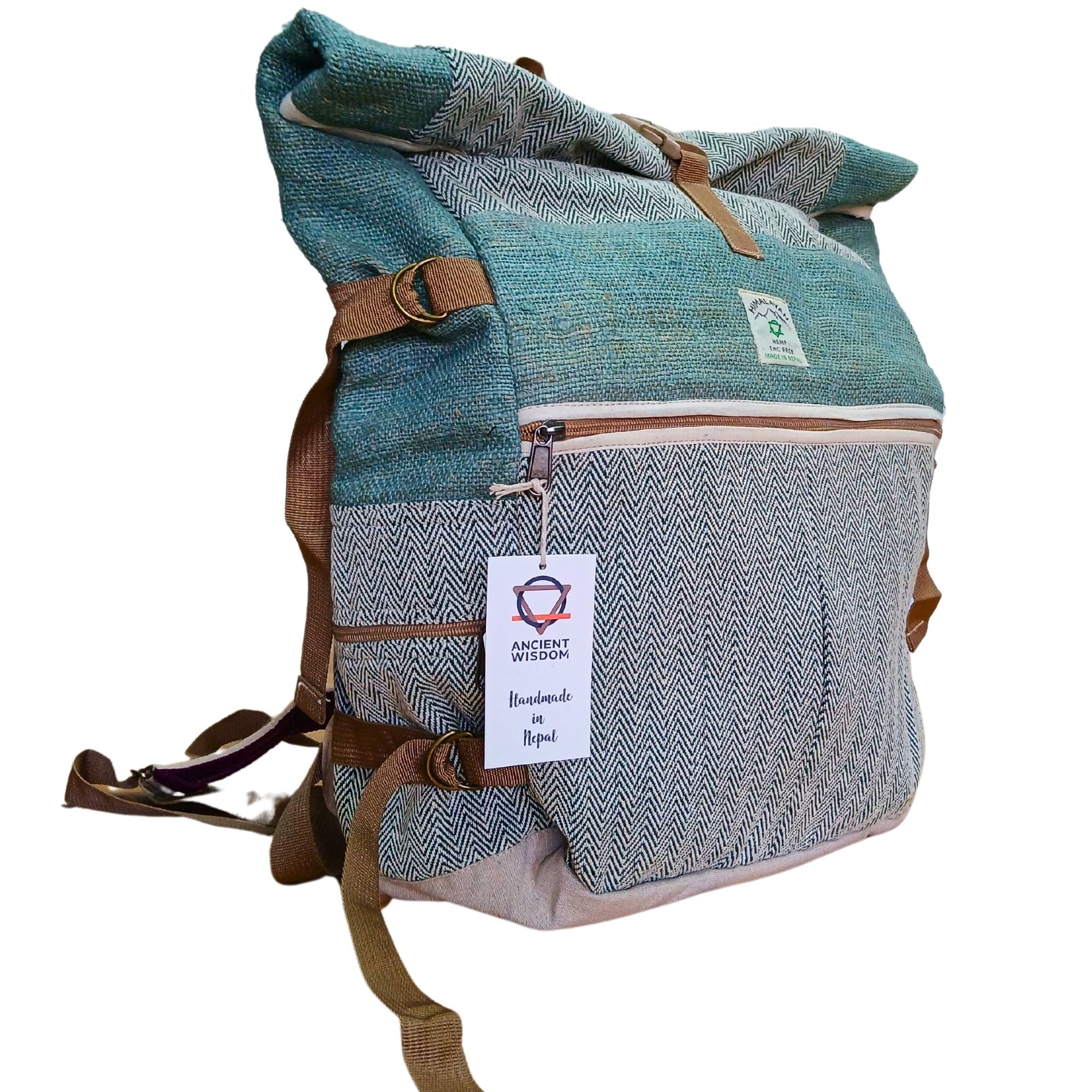 Hemp Trekking Rolling Backpack - Sage Hemp Bags Default Title Default Title