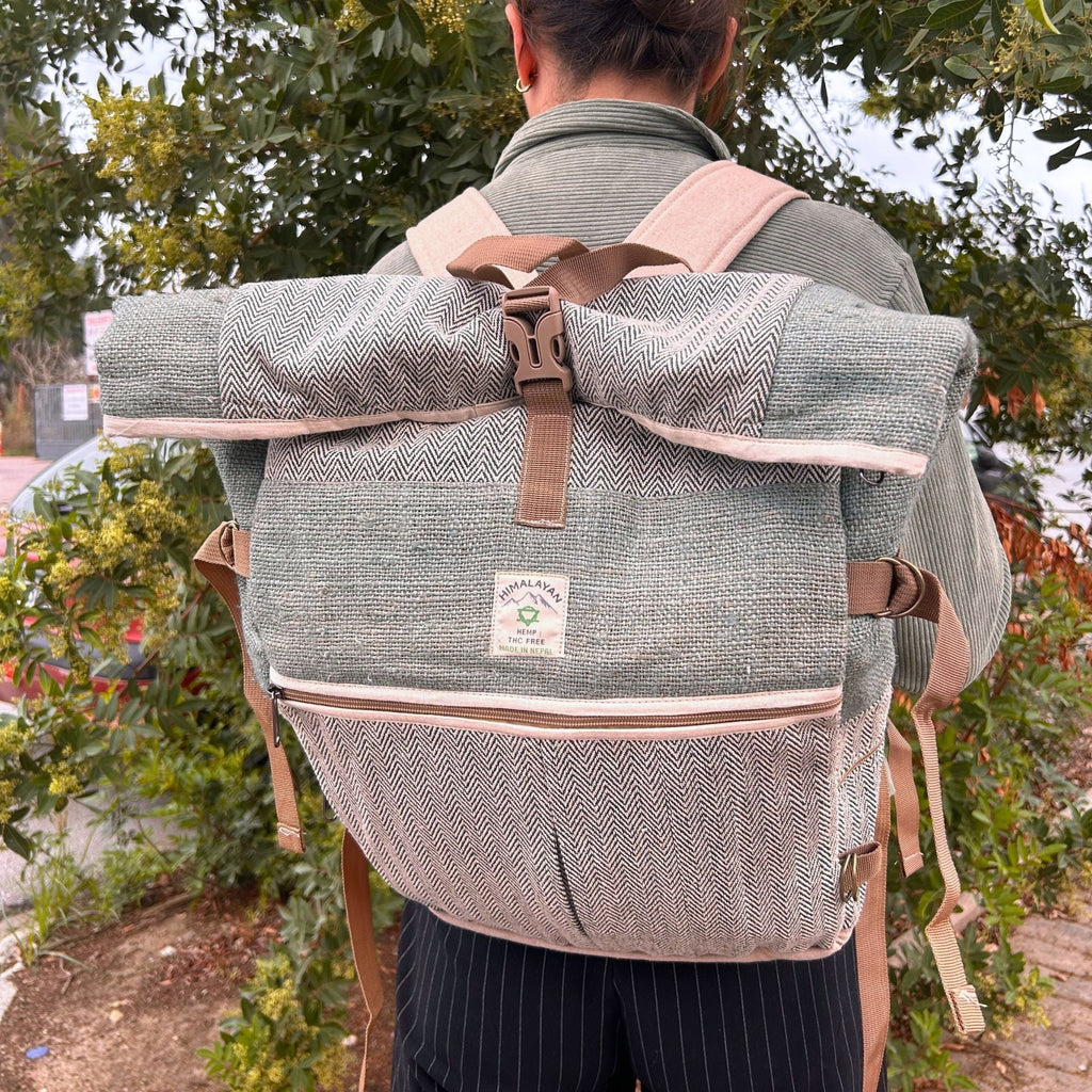 Hemp Trekking Rolling Backpack - Sage Hemp Bags Default Title Default Title
