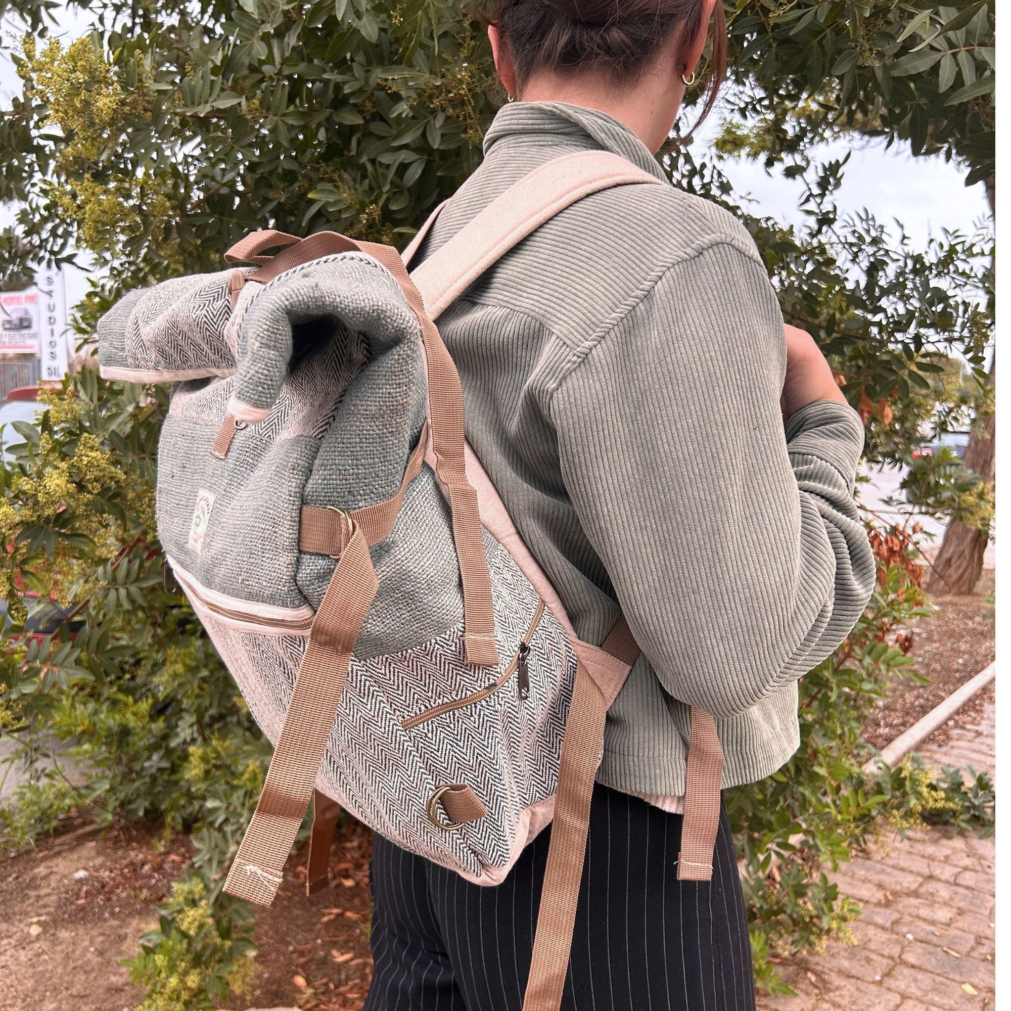 Hemp Trekking Rolling Backpack - Sage Hemp Bags Default Title Default Title