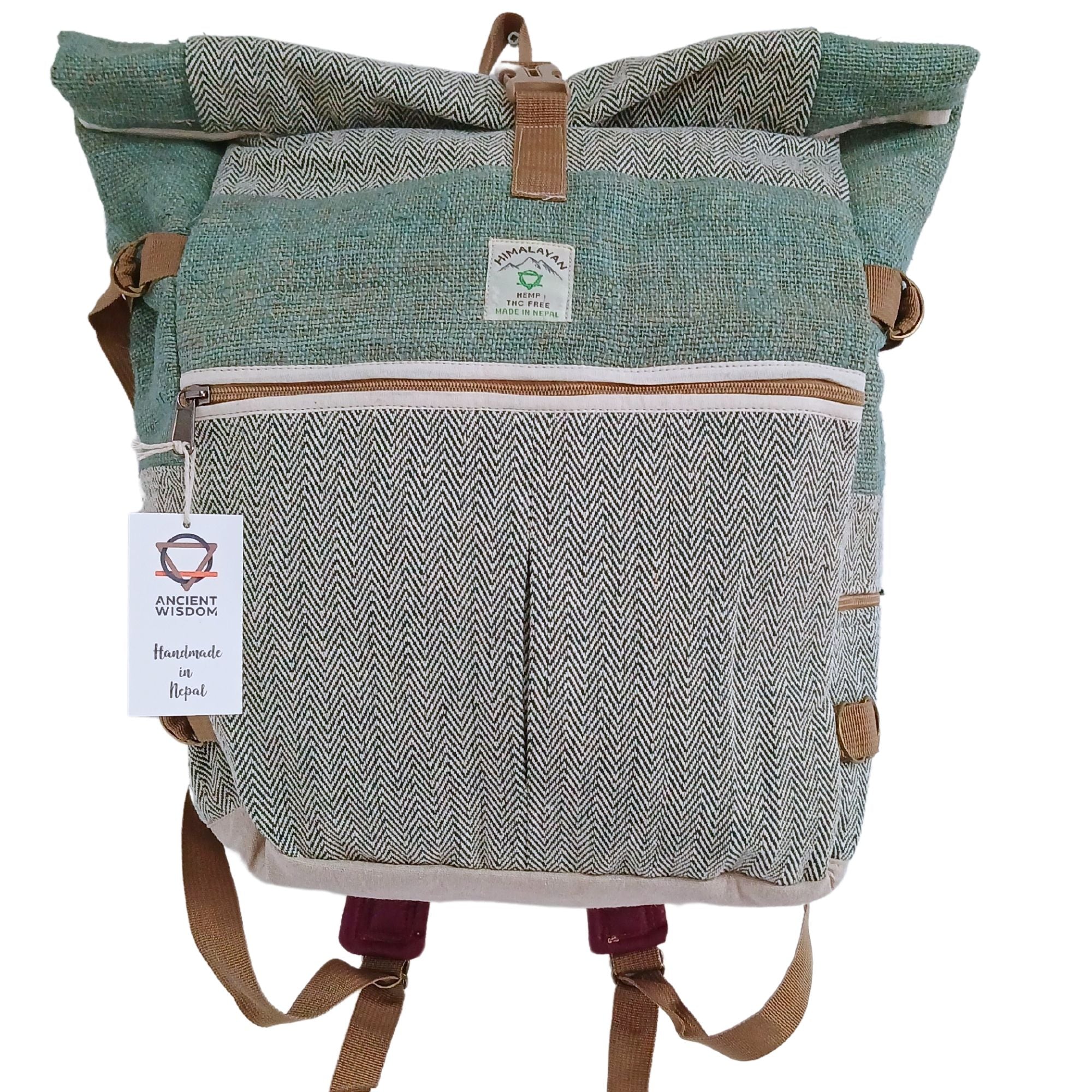 Hemp Trekking Rolling Backpack - Sage Hemp Bags Default Title Default Title
