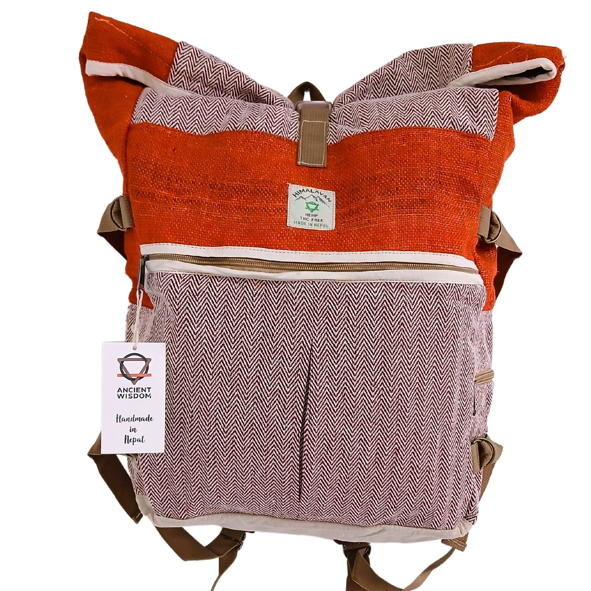Hemp Trekking Rolling Backpack - Sunset Orange Hemp Bags Default Title Default Title