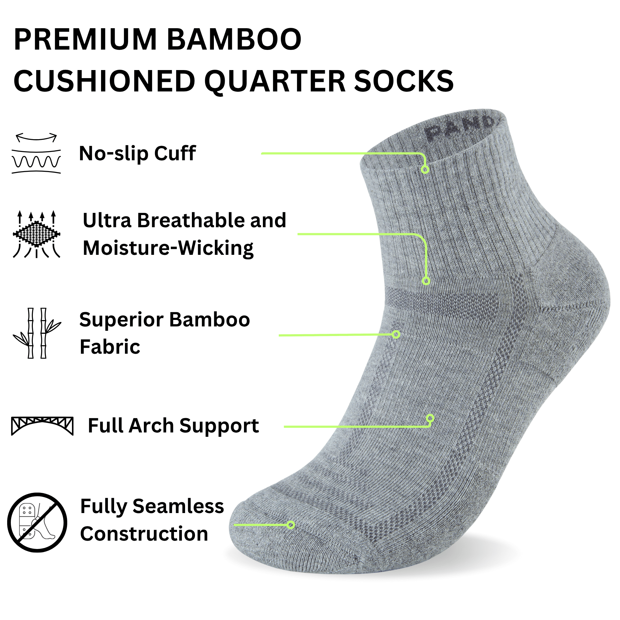 Bamboo Cushioned Quarter Socks Apparel 3 4-8 3 / 4-8 / Black 3 / 4-8 / White 3 / 4-8 / Grey 3 / 4-8 / Black/Grey/White 3 / 7-11 / Black 3 / 7-11 / White 3 / 7-11 / Grey 3 / 7-11 / Black/Grey/White