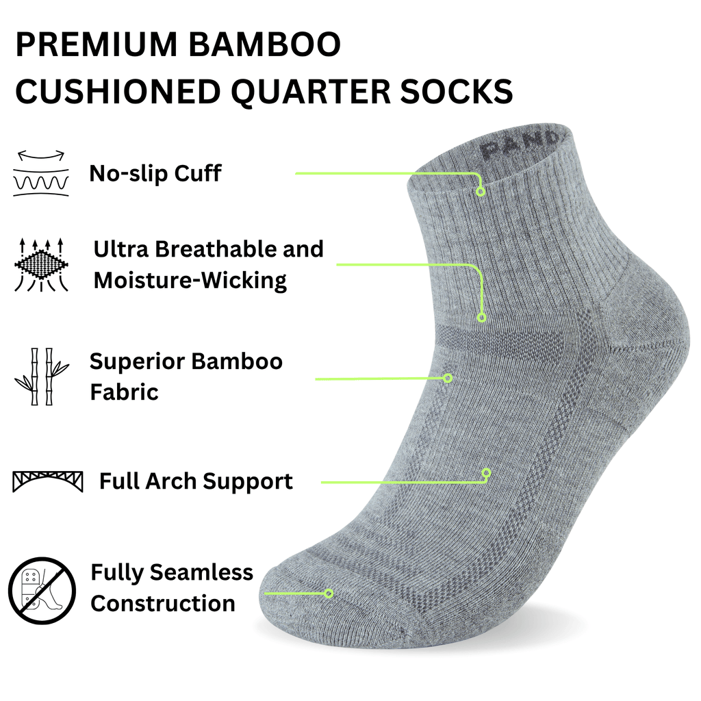 Bamboo Cushioned Quarter Socks Apparel 3 4-8 3 / 4-8 / Black 3 / 4-8 / White 3 / 4-8 / Grey 3 / 4-8 / Black/Grey/White 3 / 7-11 / Black 3 / 7-11 / White 3 / 7-11 / Grey 3 / 7-11 / Black/Grey/White