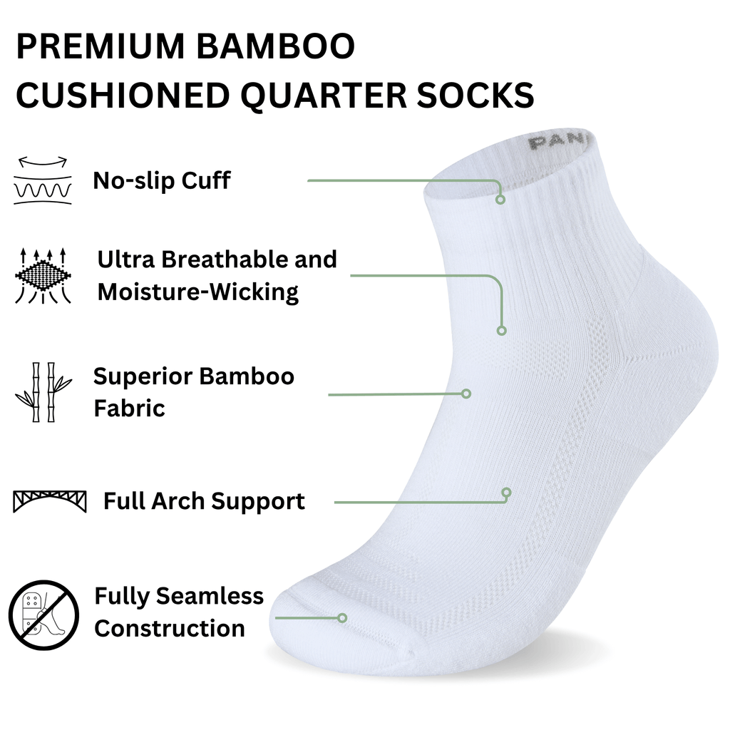 Bamboo Cushioned Quarter Socks Apparel 3 4-8 3 / 4-8 / Black 3 / 4-8 / White 3 / 4-8 / Grey 3 / 4-8 / Black/Grey/White 3 / 7-11 / Black 3 / 7-11 / White 3 / 7-11 / Grey 3 / 7-11 / Black/Grey/White