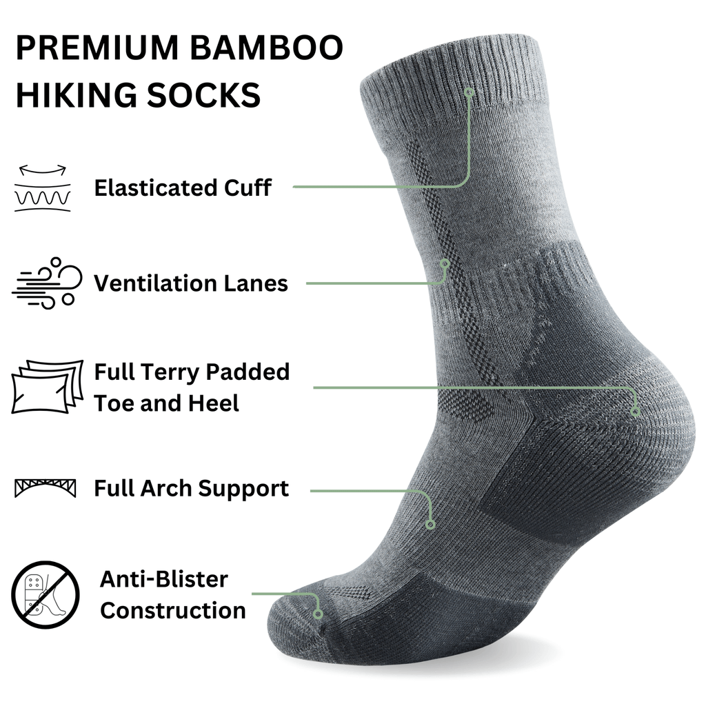 Bamboo Hiking Socks Apparel 3 UK 4-8 | US 6-10 3 / UK 4-8 | US 6-10 / Desert 3 / UK 4-8 | US 6-10 / Slate 3 / UK 4-8 | US 6-10 / Charcoal 3 / UK 4-8 | US 6-10 / River 3 / UK 4-8 | US 6-10 / Lavender 3 / UK 7-12 | US 8-13 / Desert 3 / UK 7-12 | US 8-13 / Slate 3 / UK 7-12 | US 8-13 / Charcoal 3 / UK 7-12 | US 8-13 / River 3 / UK 7-12 | US 8-13 / Forest