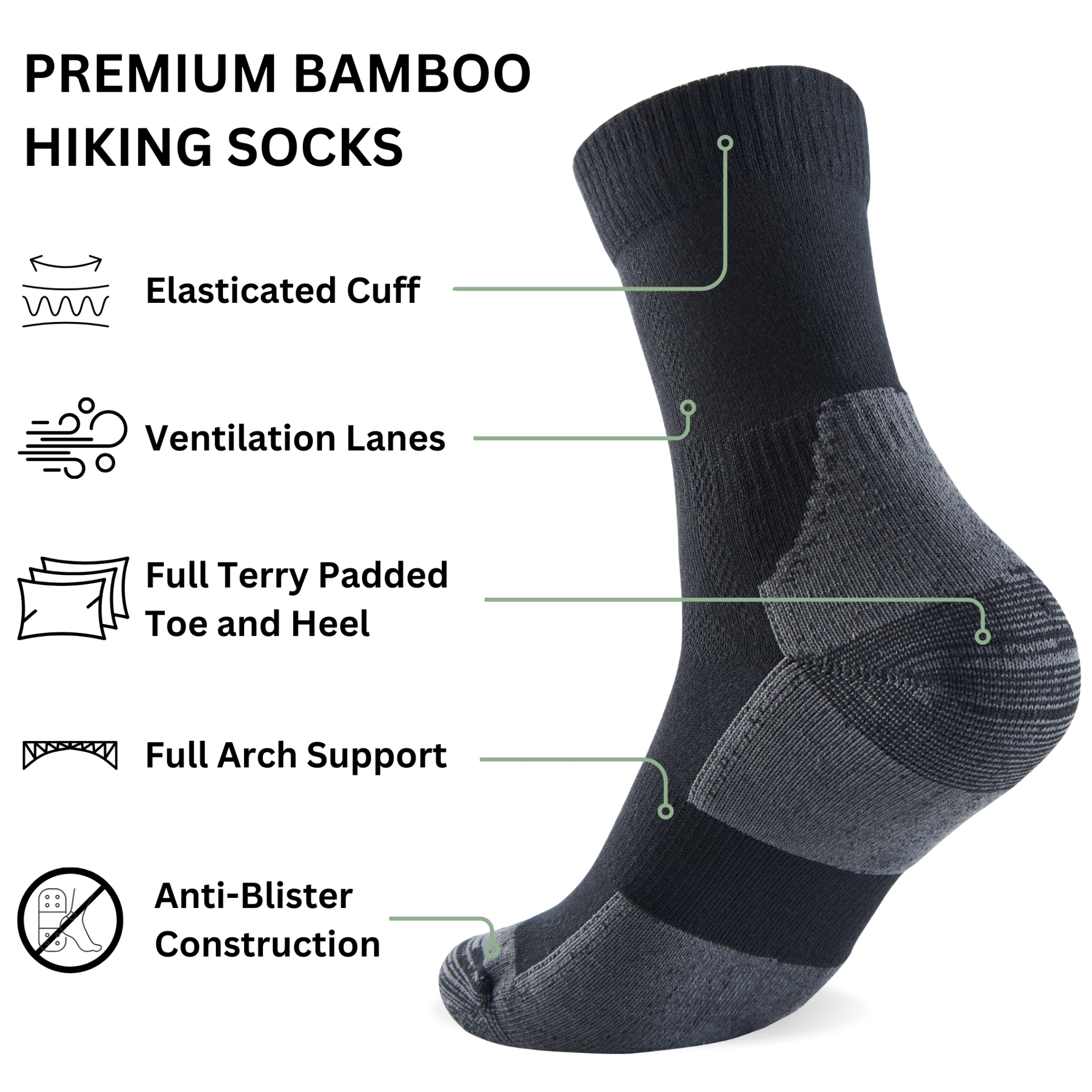 Bamboo Hiking Socks Apparel 3 UK 4-8 | US 6-10 3 / UK 4-8 | US 6-10 / Desert 3 / UK 4-8 | US 6-10 / Slate 3 / UK 4-8 | US 6-10 / Charcoal 3 / UK 4-8 | US 6-10 / River 3 / UK 4-8 | US 6-10 / Lavender 3 / UK 7-12 | US 8-13 / Desert 3 / UK 7-12 | US 8-13 / Slate 3 / UK 7-12 | US 8-13 / Charcoal 3 / UK 7-12 | US 8-13 / River 3 / UK 7-12 | US 8-13 / Forest