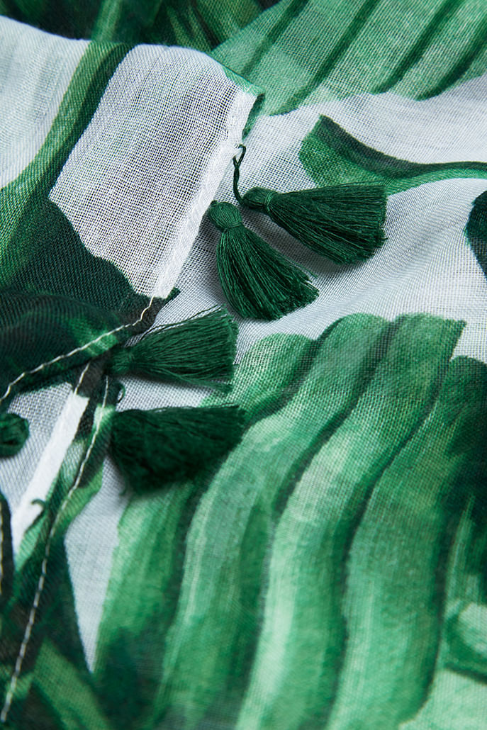 Louche Hec Green Banana Print Scarf scarves One Size Green/White One Size / Green/White