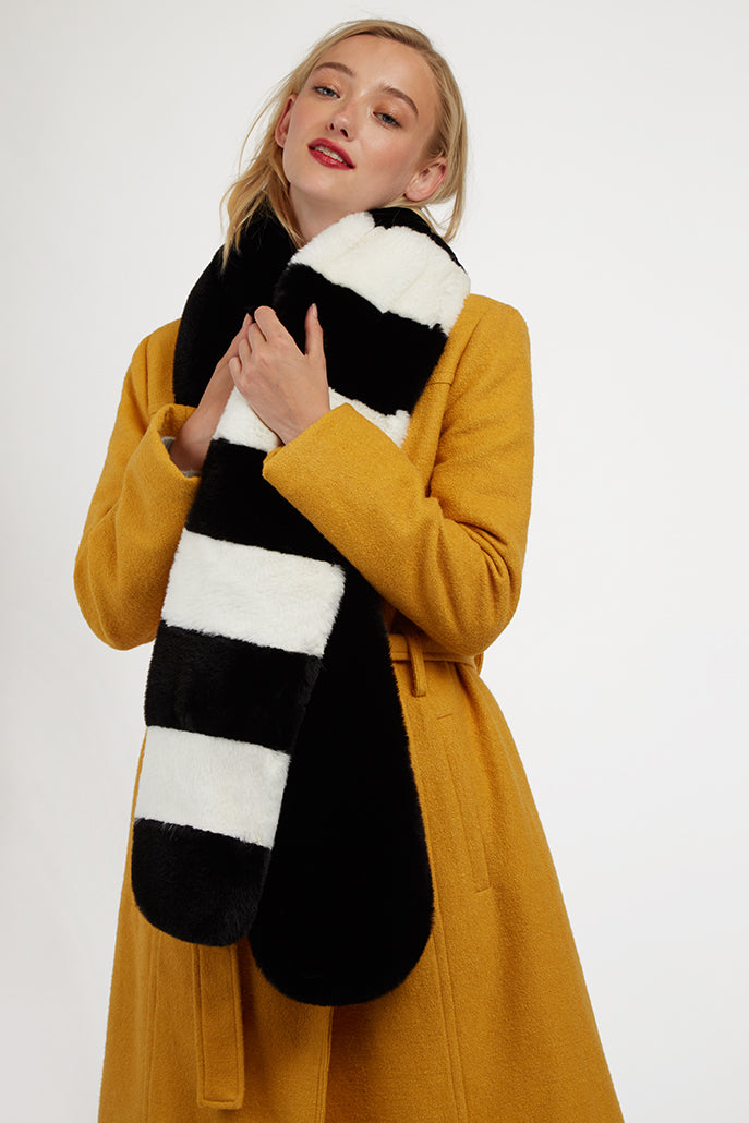 Lotan Black and White Faux Fur Scarf Scarves Default Title Default Title