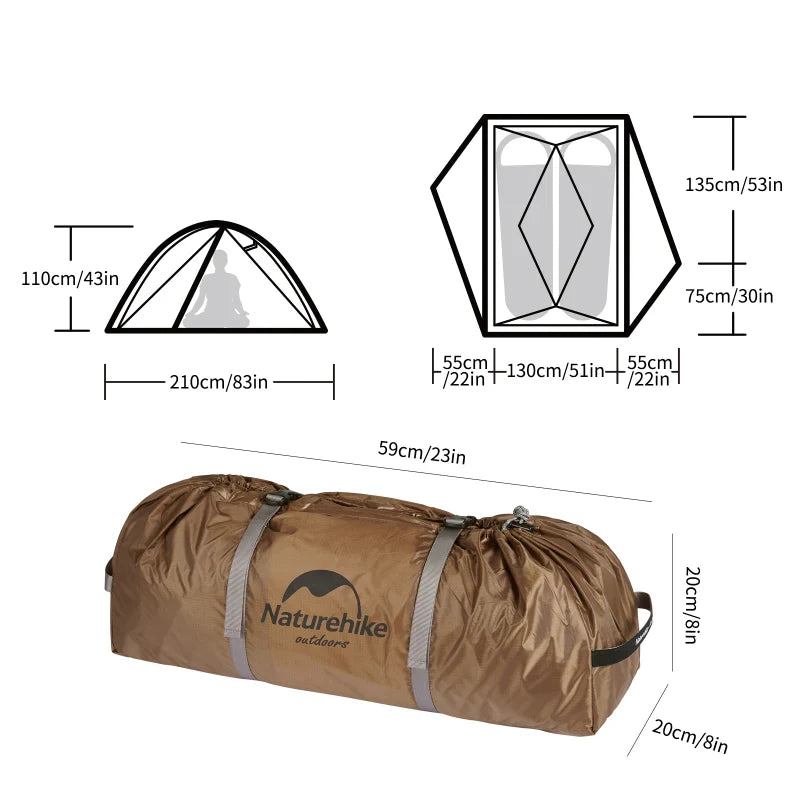 Naturehike Canyon 2 Pop Up 2 Man Tent Brown Brown Green