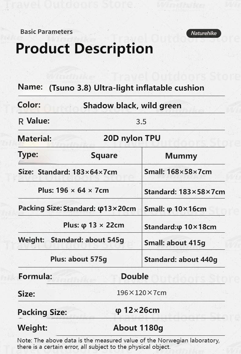 Naturehike Ultralight sleeping Pad (Large) R 3.5 Default Title Default Title