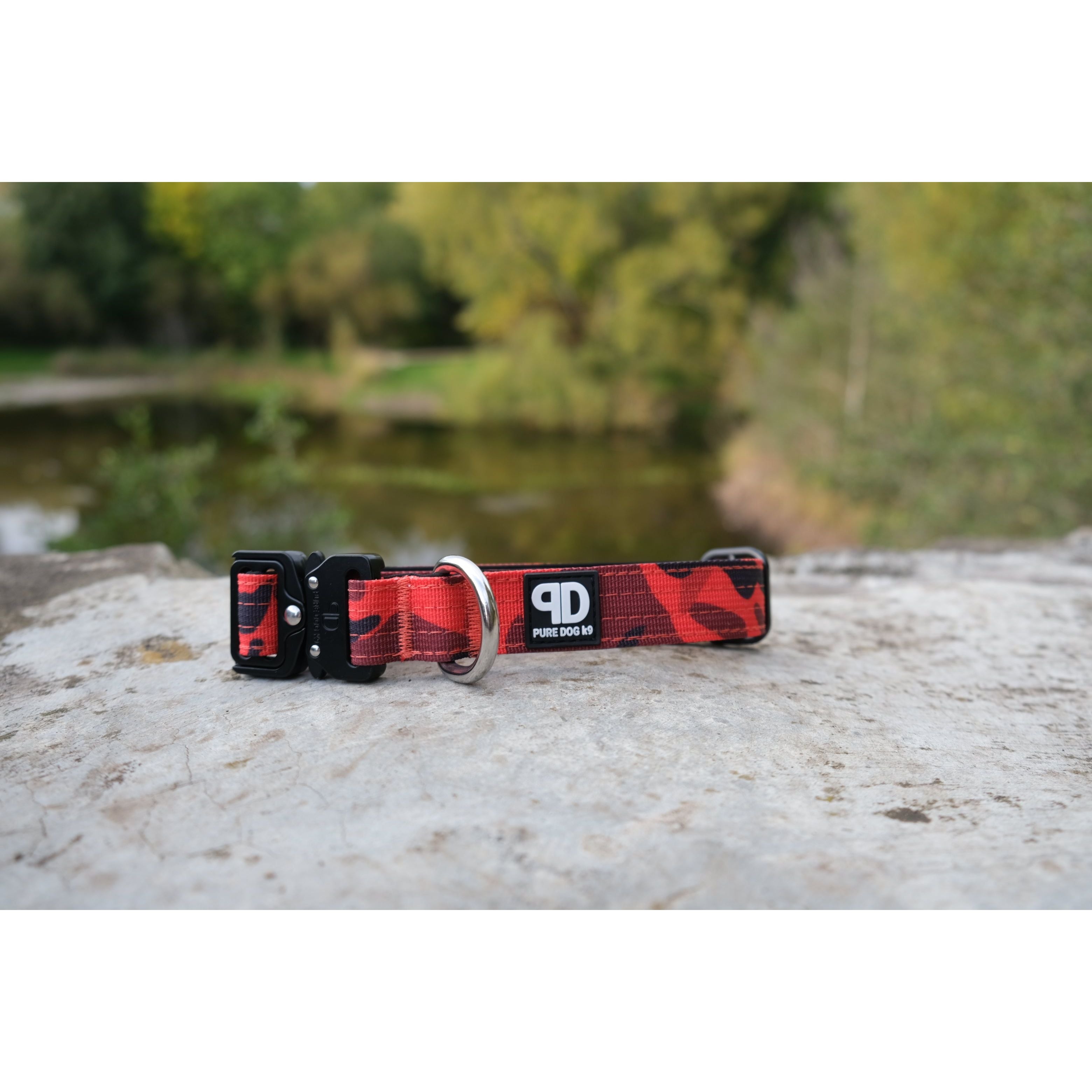 2.5cm Tactical Collar Red Camo Dog Supplies Nylon Nylon