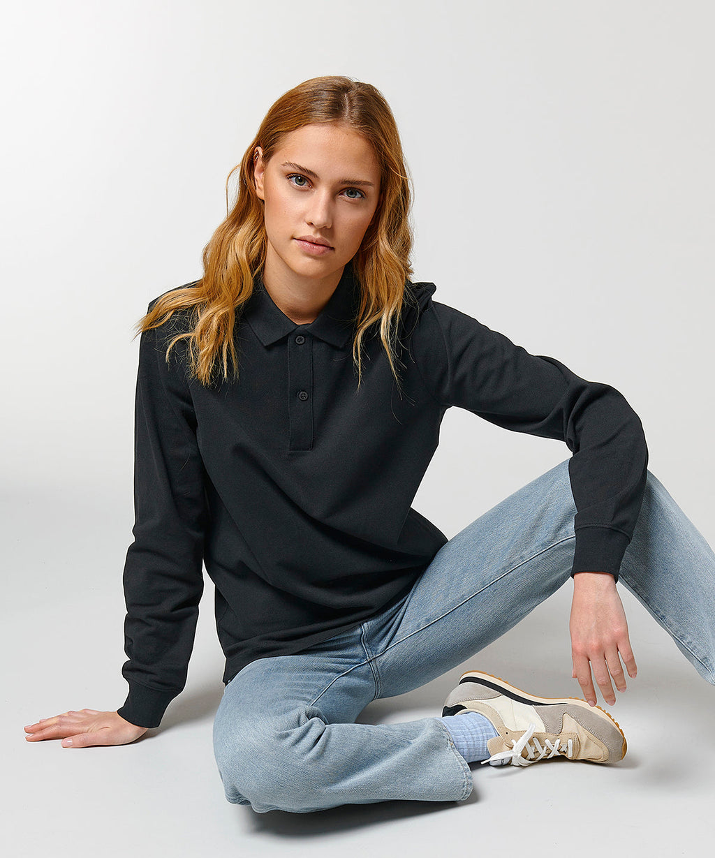 Organic Colours Long Sleeve Polo: Unisex - Clearance - High-Quality Clearance</p>