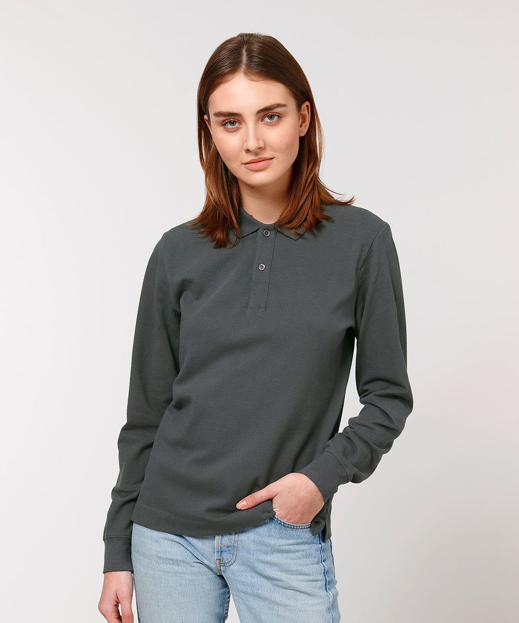 Organic Colours Long Sleeve Polo: Unisex - Clearance - High-Quality Clearance</p>