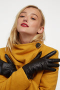 Tema Black Leather Touchphone Gloves. Gloves S/M S/M M/L