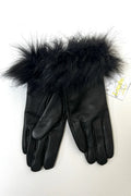 Isla Black Leather Cuffed Faux Fur Gloves gloves XS/S XS/S M/L