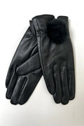 Dashlyn Black Faux Fur Bobble Leather Gloves gloves XS/S XS/S M/L