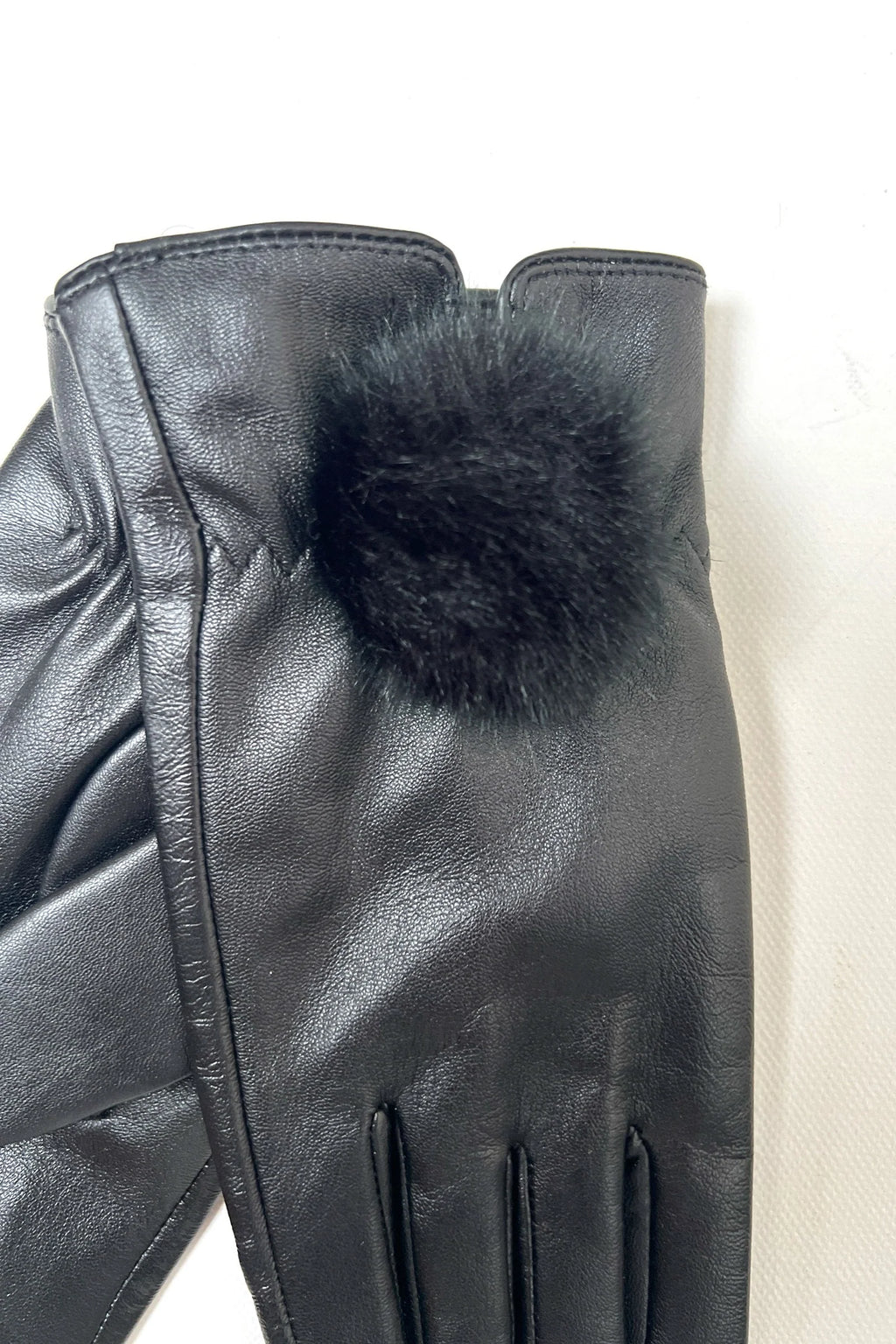 Dashlyn Black Faux Fur Bobble Leather Gloves gloves XS/S XS/S M/L
