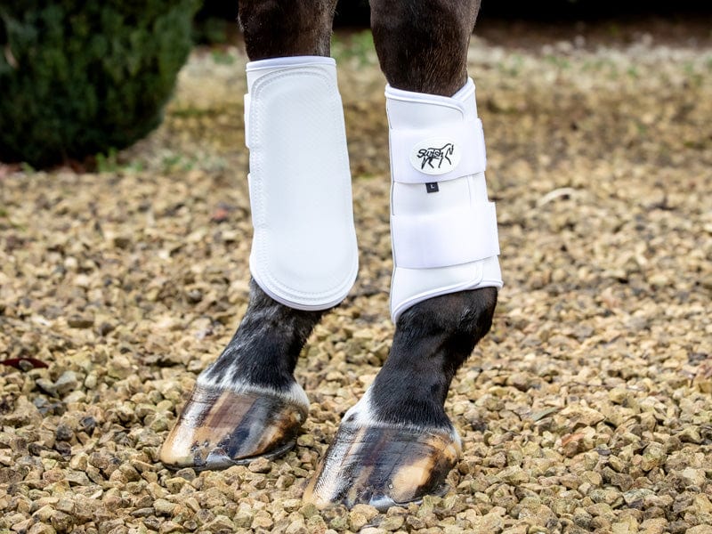 Double Locking Brushing Boots - White